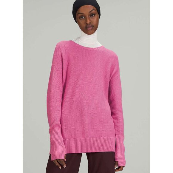 Lululemon Cashlu Cashmere Pink Crossover Back Sweater. Size 12 - Picture 4 of 6